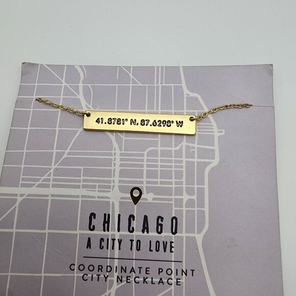 NWT Lucky Feather Chicago Coordinate City 14K Gold Dipped Necklace - Picture 4 of 5